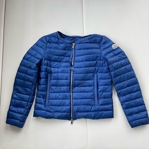 Moncler Short Down Jacket With Optional Hood Size 0 in Blue